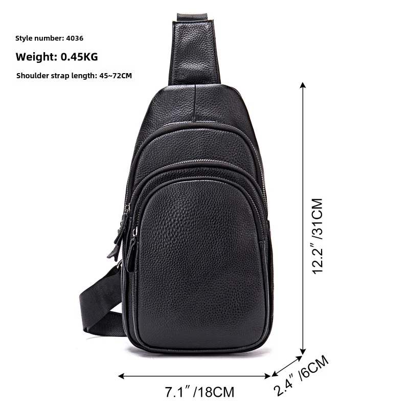 New Men's Cow Leather Chest Bag Man Shoulder Sports Bag Casual Male Crossbody Bag For Men