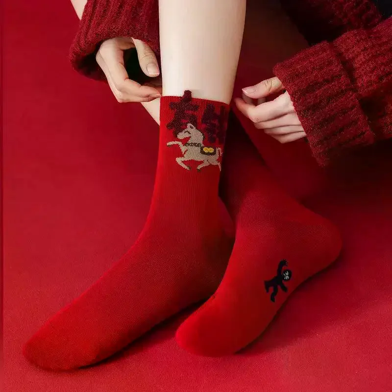 1-4-пары-носков-на-удачу-в-год-Лошади-2026-года-в-китайском-стиле-с-изображением-лошади-красные-средней-длины-подарок-для-пар