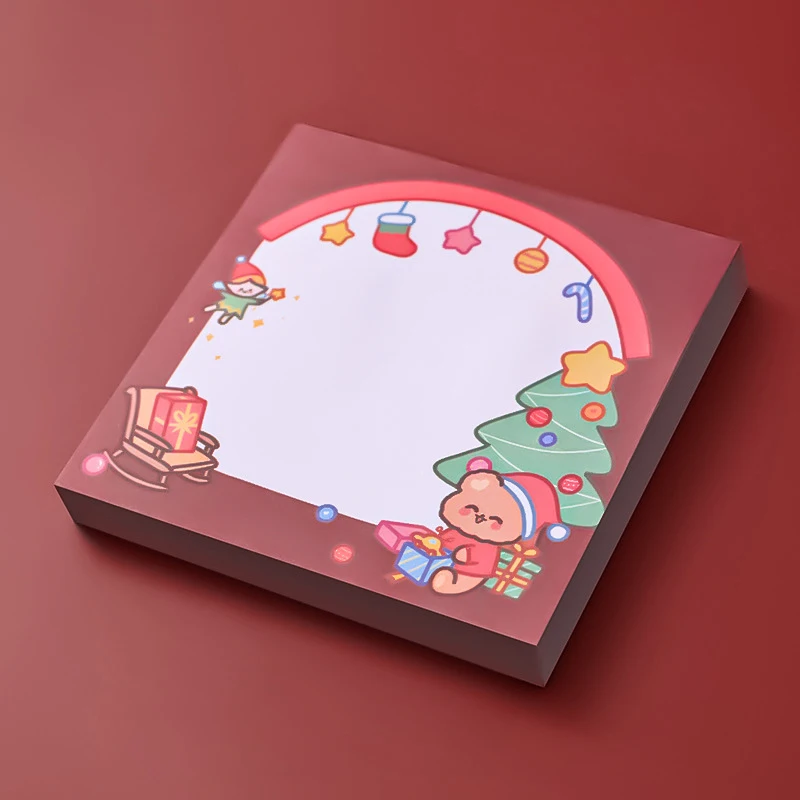 1PC Kawaii Santa Claus Christmas Memo Pad Sticky Notes Sheets To Do List Planner Sticker School Office Decor Stationery 50 Sheet