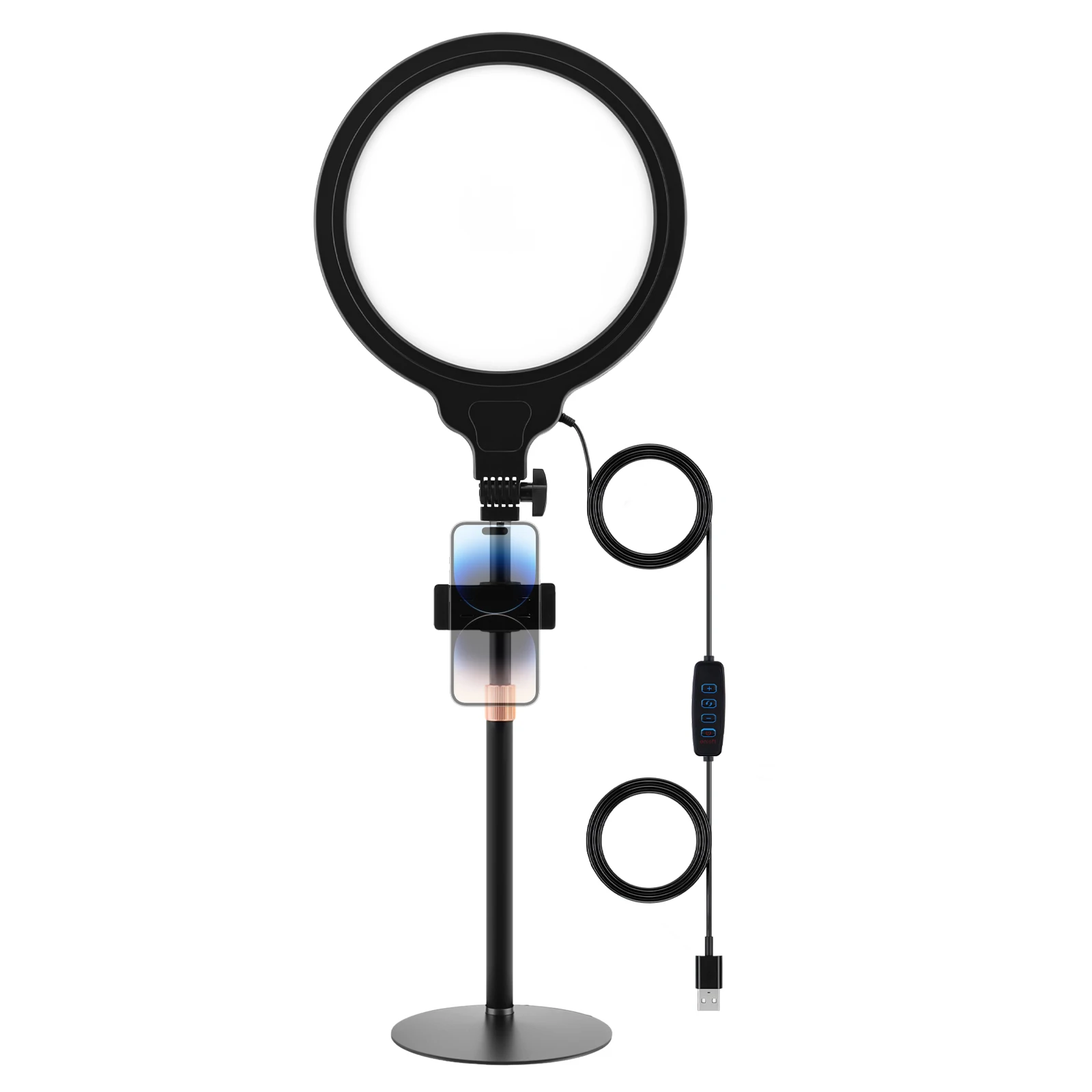 10.5 Inch 360 °  Rotating Ring Light with Stand Full-Screen LED Desk Light for Video Conferencing, Live Streaming
