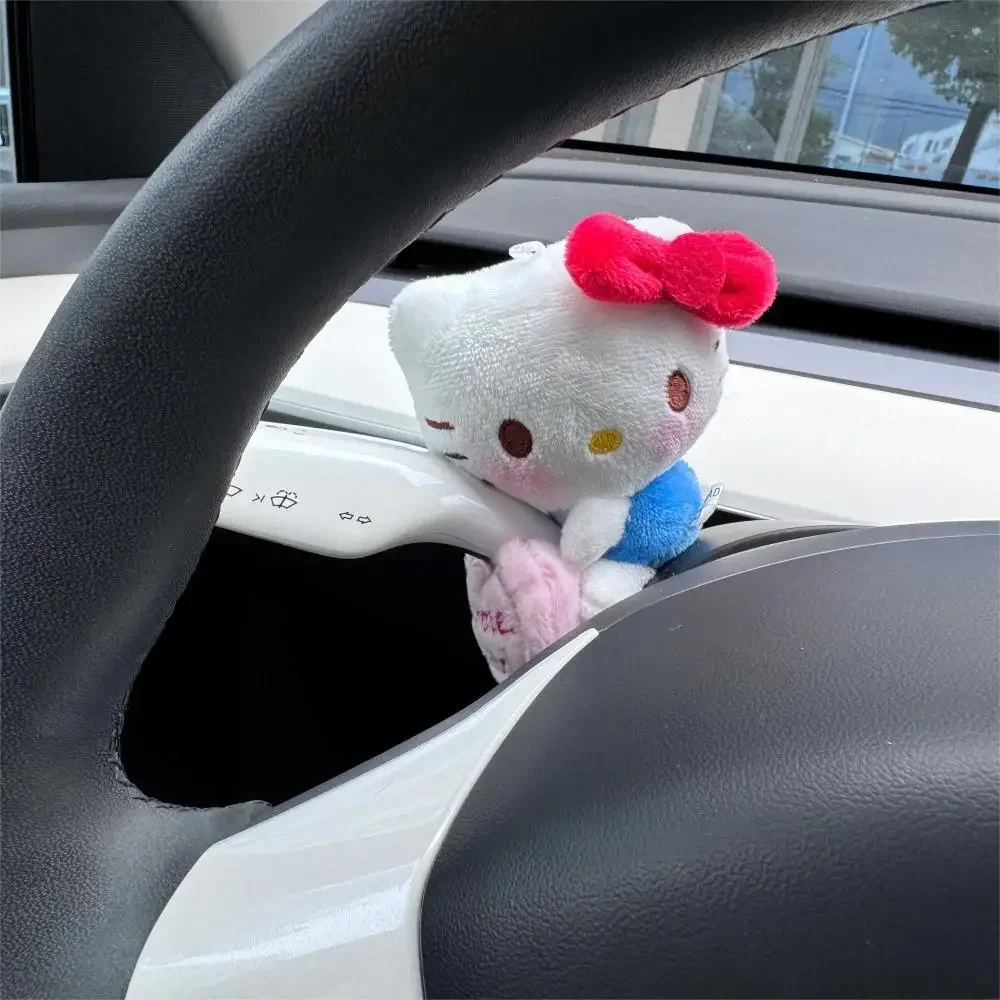 Anime Hello Kitty Plush Doll Car Wiper Turn Signal Pendant Melody Kuromi Sanrio Kawaii Auto Decoration Accessories Girl Toy Gift