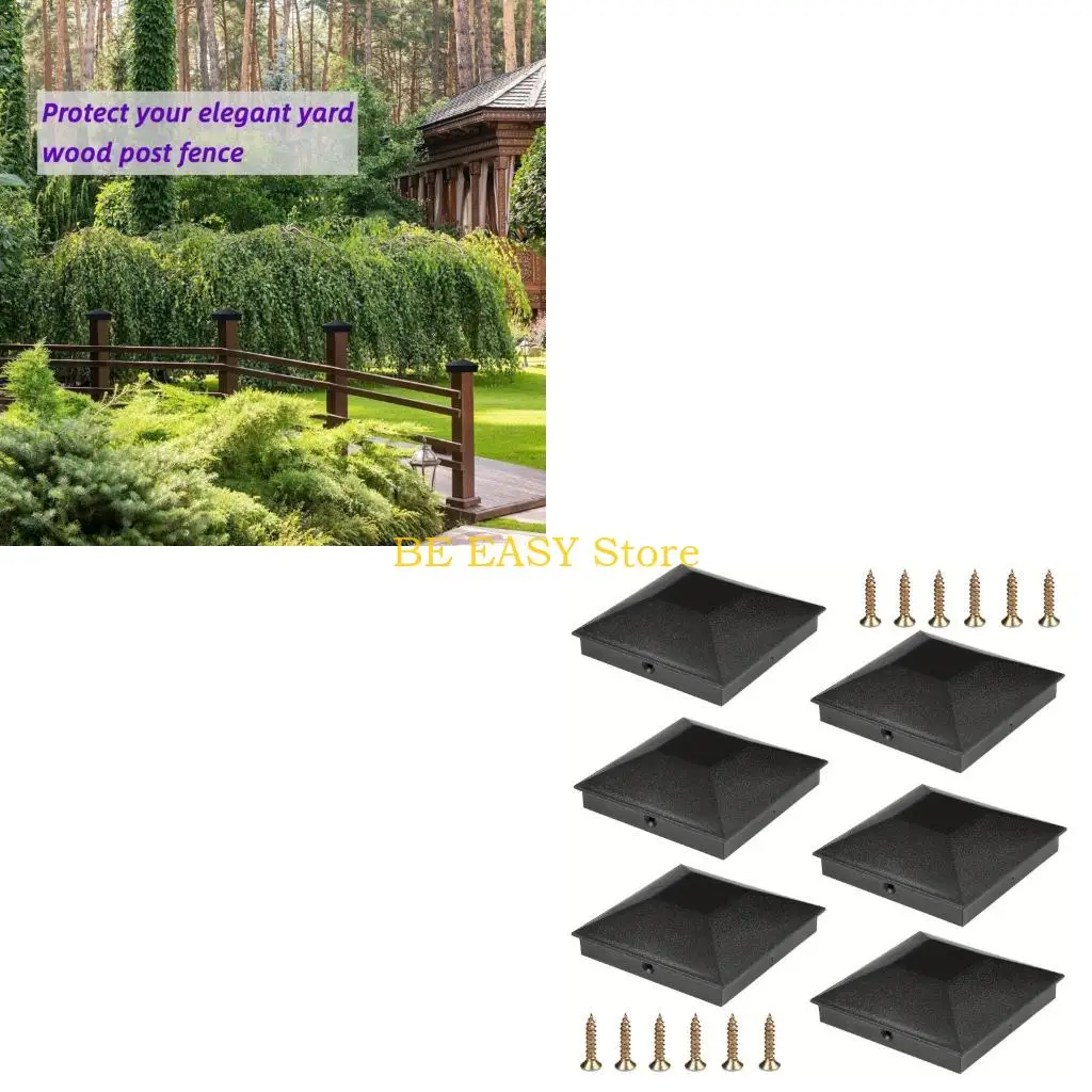 E28F 3.5 Inch Wood Base Stick Covers Guard Protector Light Blocking Plastic Top With Pyramid Water Drain Build For Fence Base