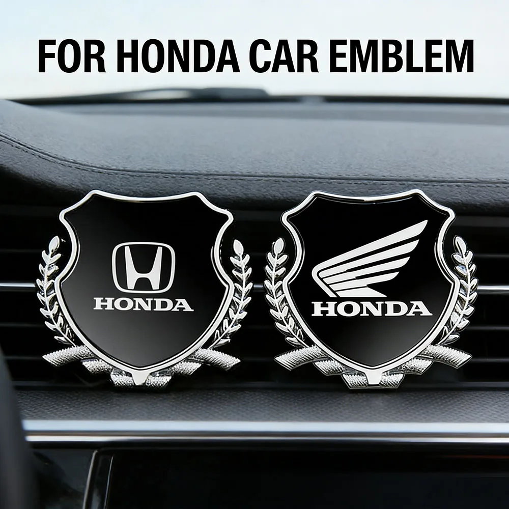 

3D Metal Car & Motorcycle Stickers Trunk Window Side Emblem Badge Decor for Honda Civic, Accord, Fit, CR-V, HR-V Etc.