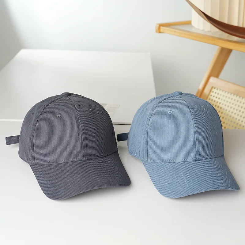 Trendy Solid Color Corduroy Hard-Top Baseball Cap, Plain Cap for Women, Duckbill Cap for Men, Japanese Retro Outdoor Style