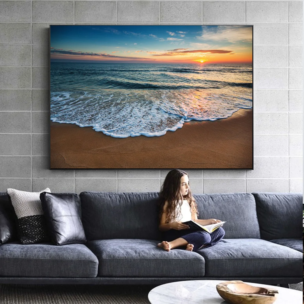 

Canvas painting scenery frameless decorative painting sunrise poster living room bedroom dining room porch