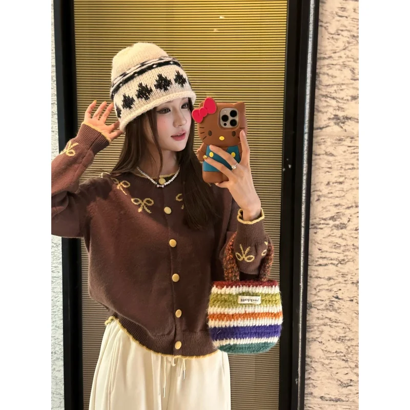 

Женский вязаный свитер с вышивкой узлами и цветными блоками, осенне-зимний, модный, повседневный, удобный, Neline