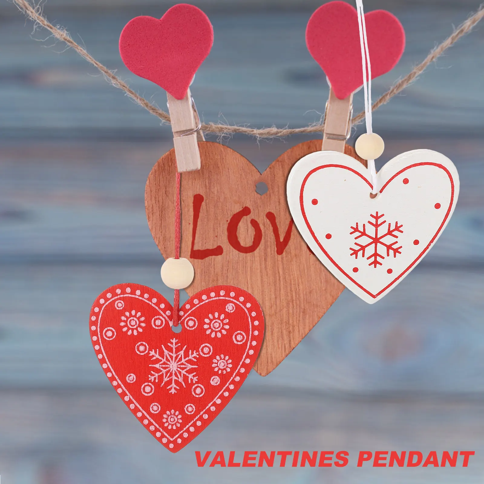 

20Pcs Wood Pieces DIY Wooden Decor Smooth Finish Valentines Day Tree Ornaments Hanging Wood Craft Centerpiece Valentines Pendant