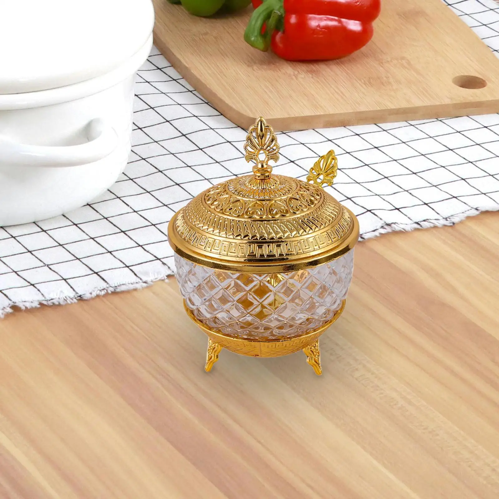 Sugar Bowl with Lid Retro Decorative Candy Jar for Housewarming Office Event