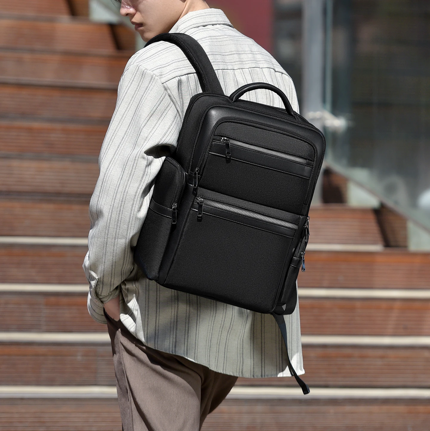 New High Quality ballistic nylon180 Degree Opening and Closing Men's Business Backpack Multifunctional Laptop Backpack Schoolbag view 5