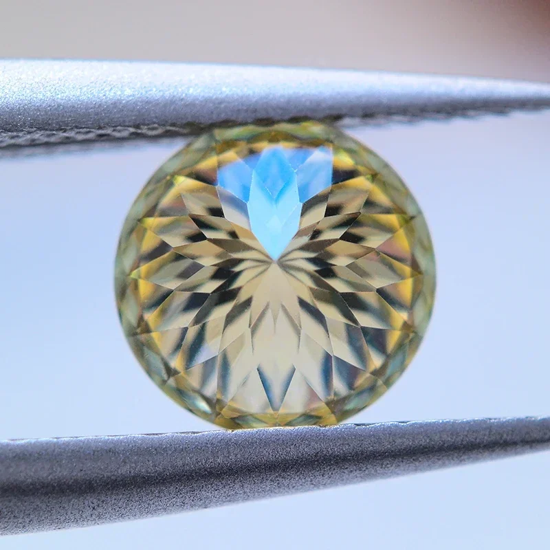 Moissanite Round Shape Lemon Yellow Color 100 Faces Cut VVS1 Bead for Charms DIY Jewelry Making Material with GRA Certificate