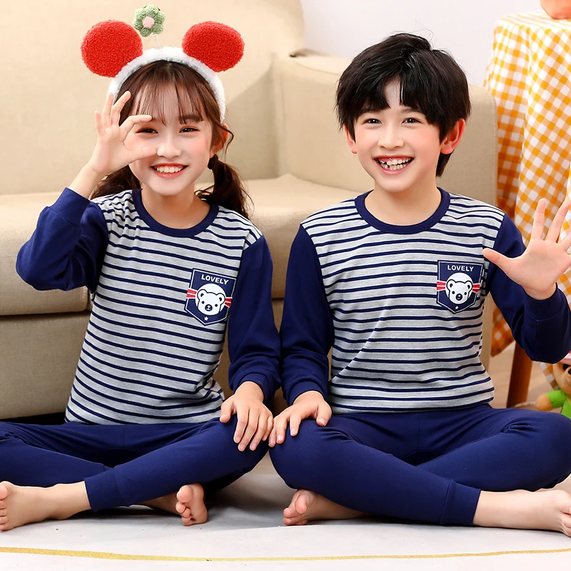 【LF】Kids Autumn Pajamas 100-160cm Set Cotton Boys Girls Long Sleeve Loungewear Set for Autumn Winter