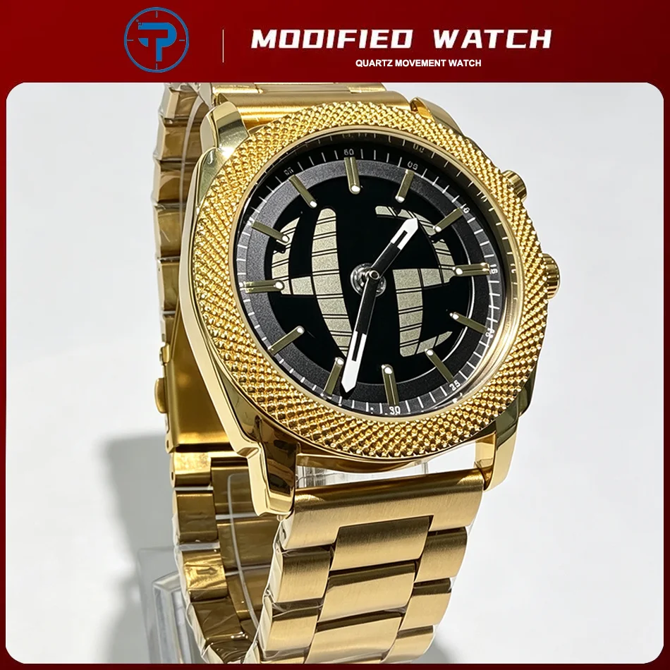 Luxury Watch Gold And Black - ساعة رجالية كوارتز بميناء مزين بأرقام