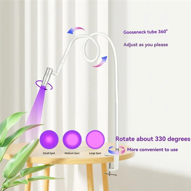 Lampada per ciglia a collo di cigno Lampada da terra con interruttore a gradino a luce ultravioletta UV Spina UK