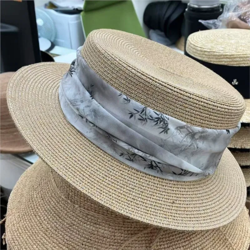 

Spring and summer pastoral elegant hats top flat-topped traditional Chinese style casual shading