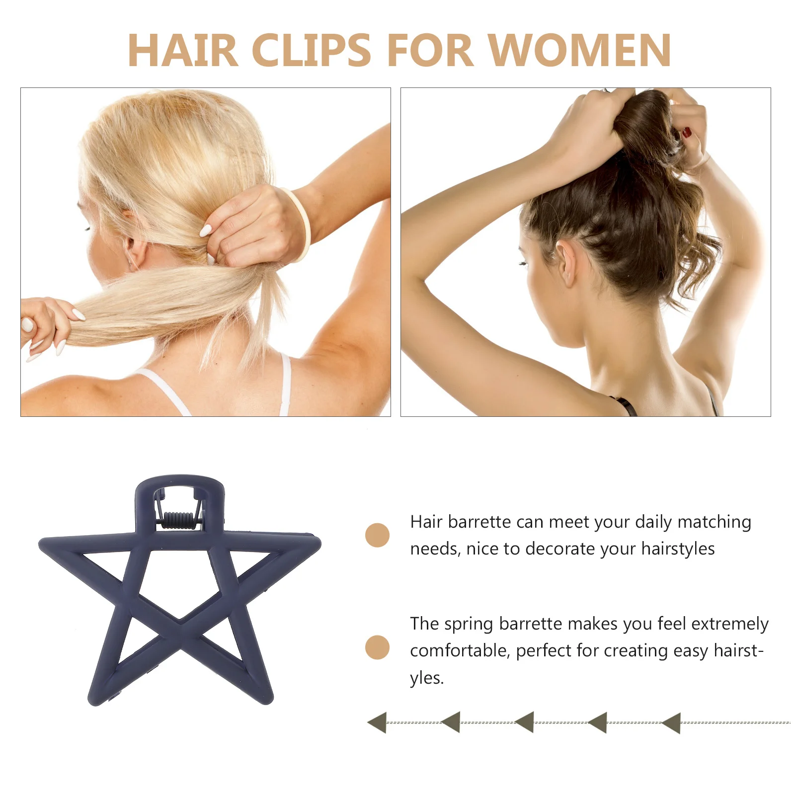 

Набор из 6 заколок-крабиков для волос в форме звезды, для густых волос, для женщин