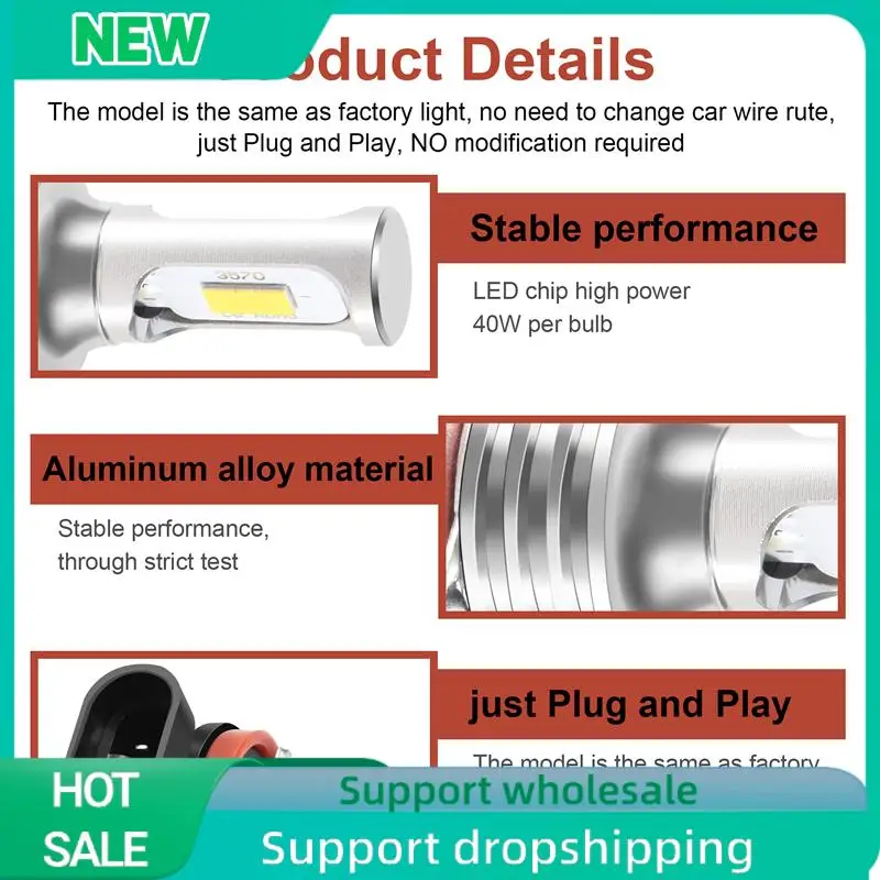 A04E-H11 H8 H16 80W 4000LM 3000K 옐로우 테크 LED 안개등 변환 전구 키트