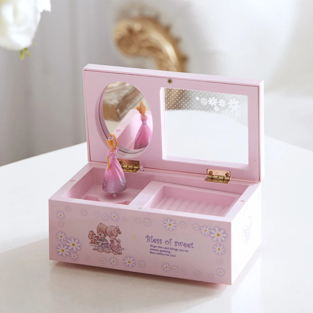 

Mini Music Box Rotary Design Plastic Wonderful Storage Home Ornament Gift Women Children Christmas