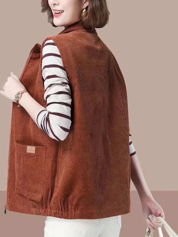 

Шикарный вельветовый жилет, женский весенне-осенний новый верхняя одежда для мам, Jaet с высокой талией, корейский Sle Long Sve, застежка-молния