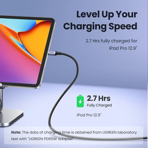 UGREEN USB-кабель PD100W для быстрой зарядки устройств Xiaomi, Samsung, MacBook, iPad — внешний вид товара