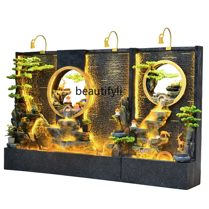 

Artificial Mountain and Fountain Fish Pond Landscape Company Curtain Wall Living Room Screen Fortune Decoration Decoration