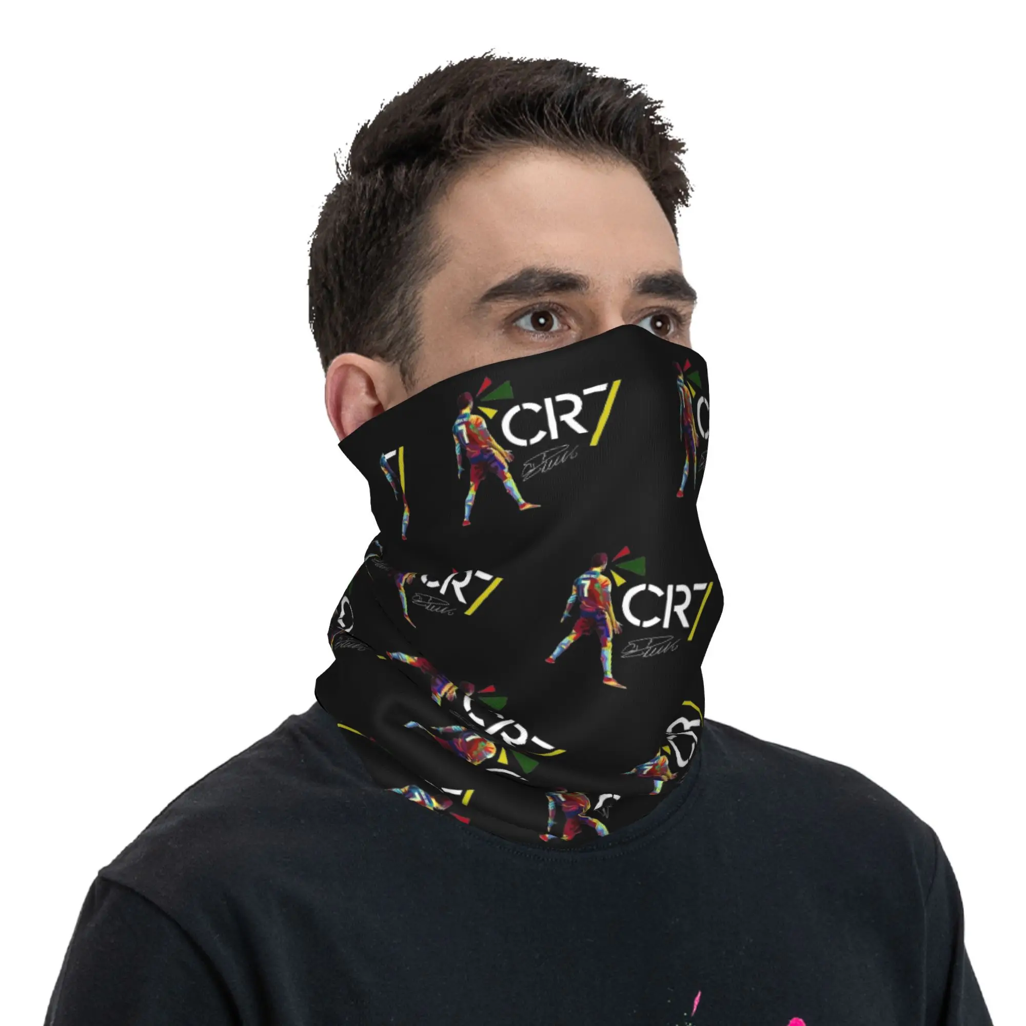 Cr7 fútbol Ronaldo firma Bandana cuello cubierta estampada pasamontañas envoltura bufanda cálida tocado correr Unisex adulto transpirable