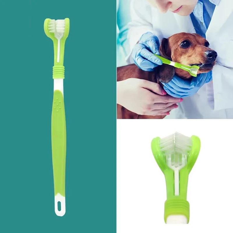 3-Sided Pet Toothbrush Dog Plastic Toothbrush Removing Bad Breath Tartar Cleaning Mouth Pet Dental Care Cat Cleaning Mouth