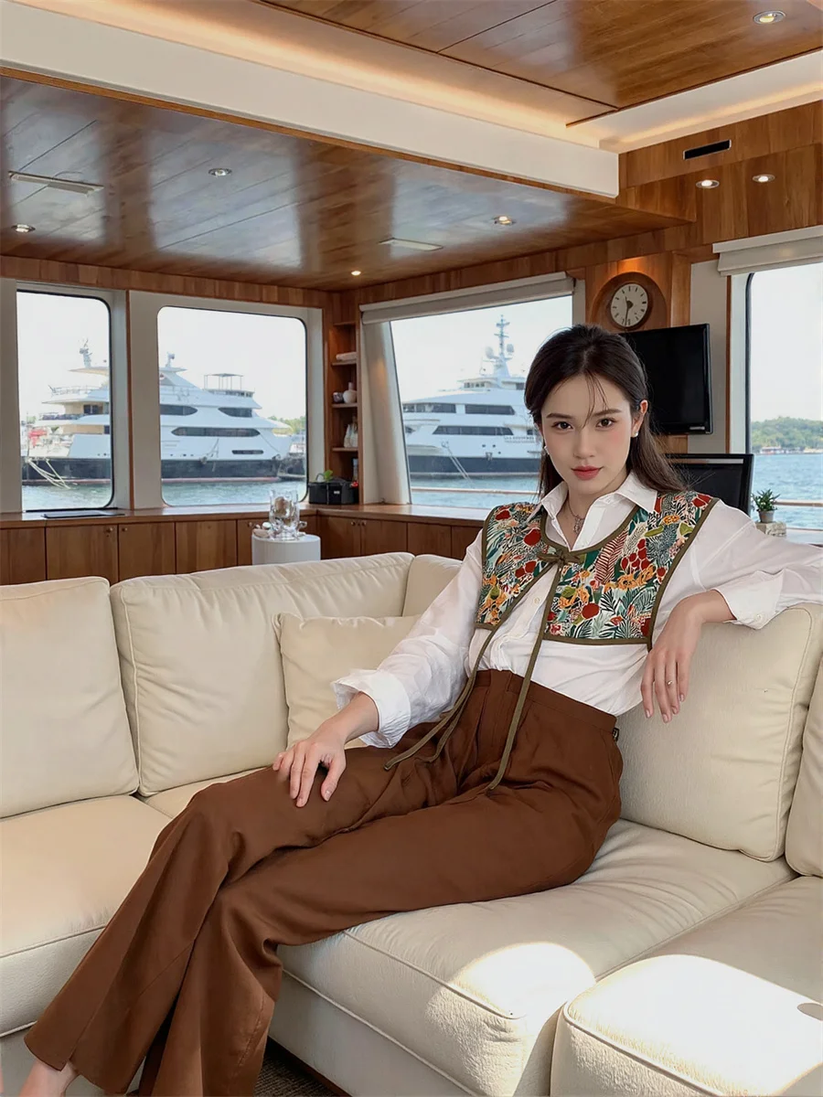 

Women'S Waistcoats Vests Top Woman For Summer All-Match Western Cowgirl Brown Camel Coffee Color Button-Up Fashion Simple Ladies