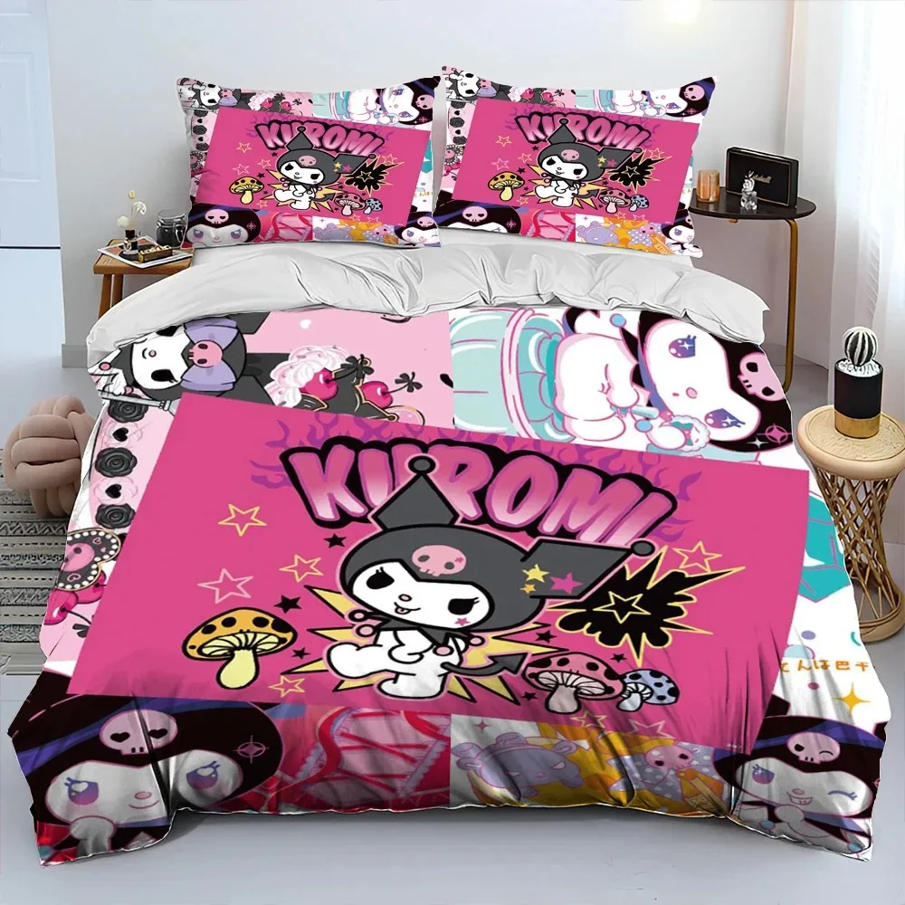 Sanrio Bedding Set, Kulomi Cartoon Duvet Cover Pillow Cover Kids Adult Size Bedroom Decoration, Boy Girl Duvet Cover Set 2/3pcs