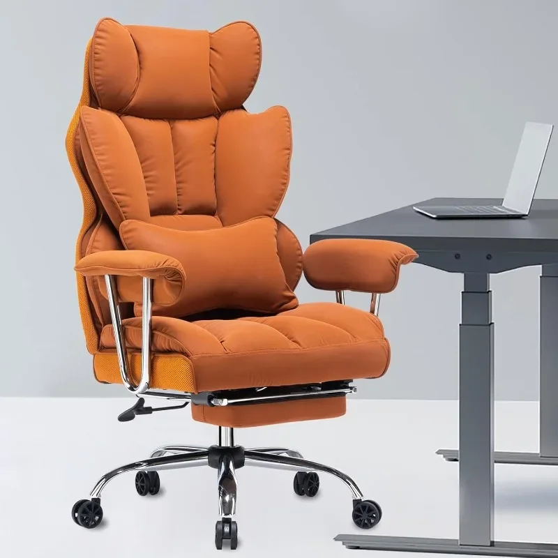 Executive Office Chair for Heavy People, High Back Computer Chair with Foot rest, Height Adjustable PU Leather Office Chair