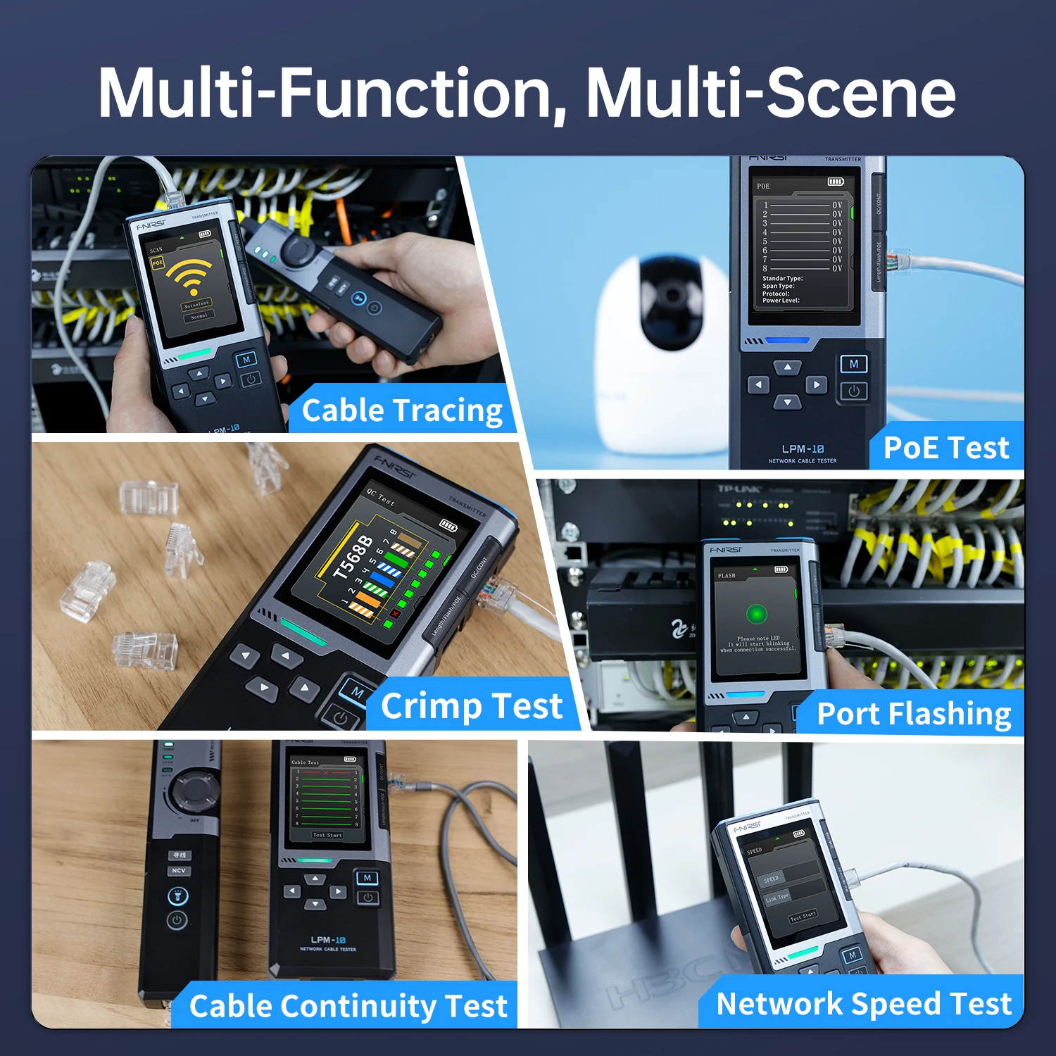 FNIRSI LPM-10A Localizador de cables inteligente RJ45 RJ11 Rastreador de línea Prueba de longitud Puerto flash Herramienta antiinterferencias para reparación y mantenimiento