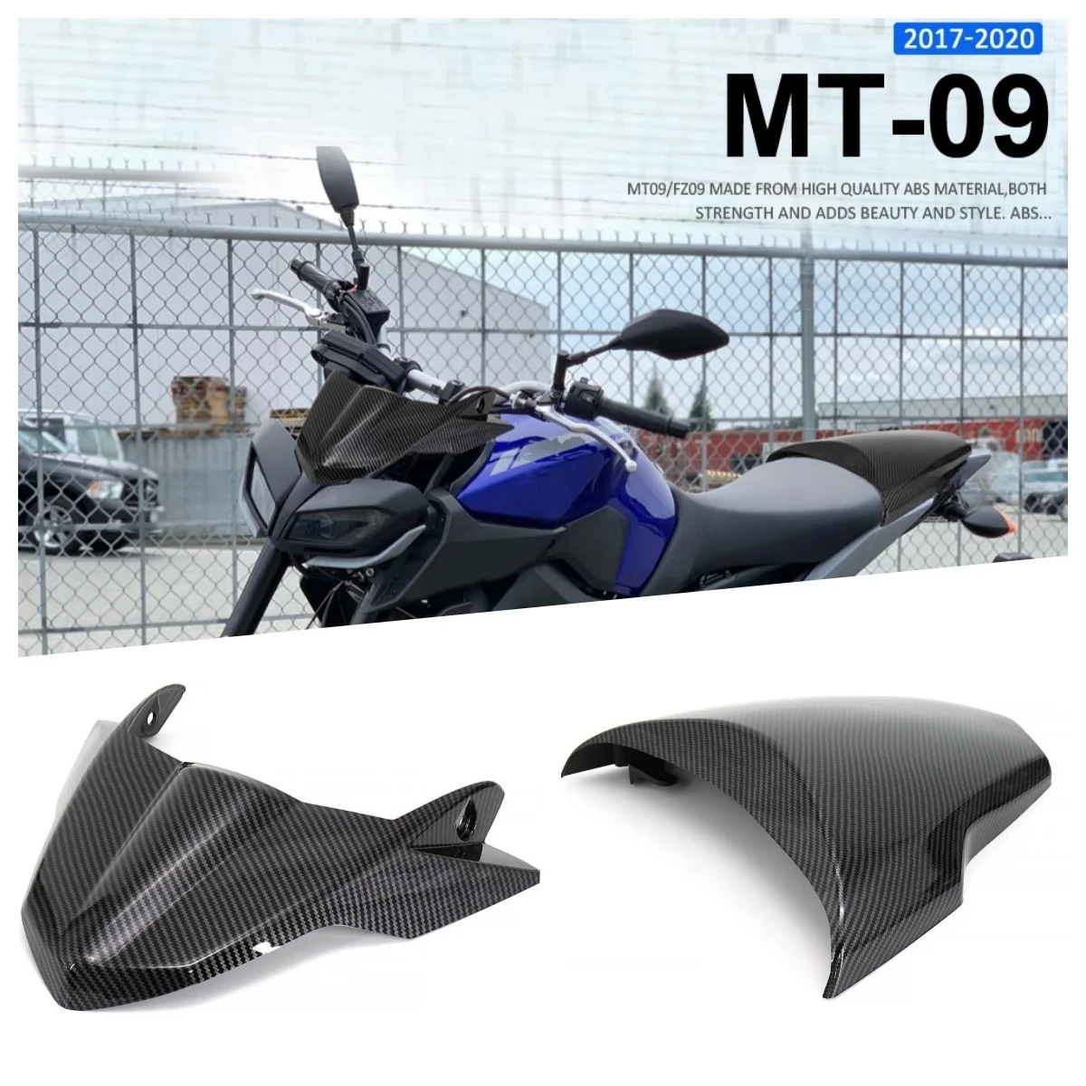 

For YAMAHA MT-09/SP FZ-09 MT09 Motorcycle Carbon Fiber Windshield Windscreen Rear Fender Backseat Hump Motorcycle Accessories