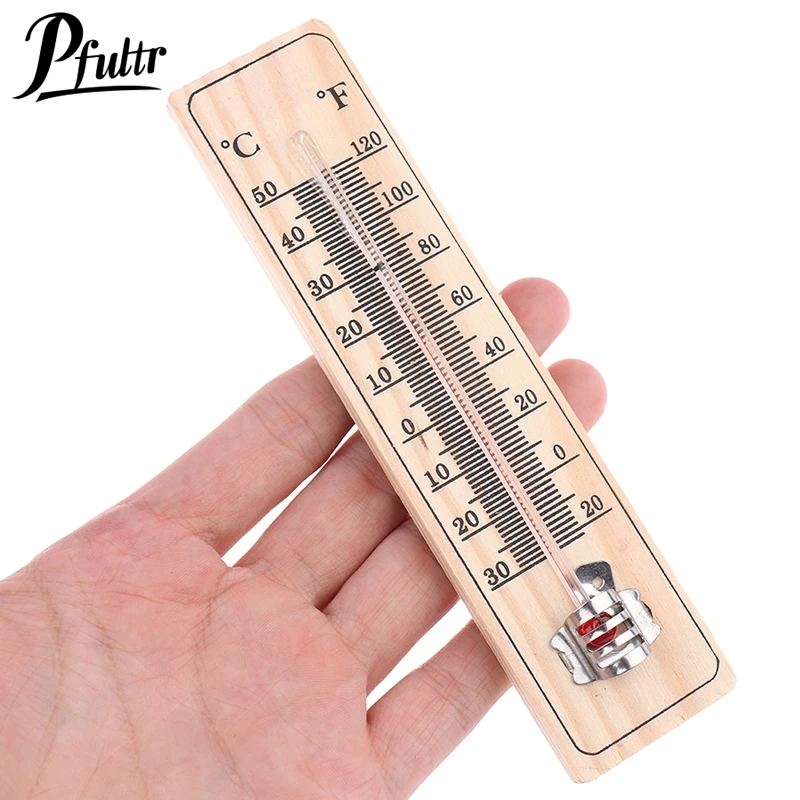 1Pcs Wood Wall Hang Thermometer Indoor Outdoor Logger Meter Garden House Garage Garden Breeding Temperature Controller