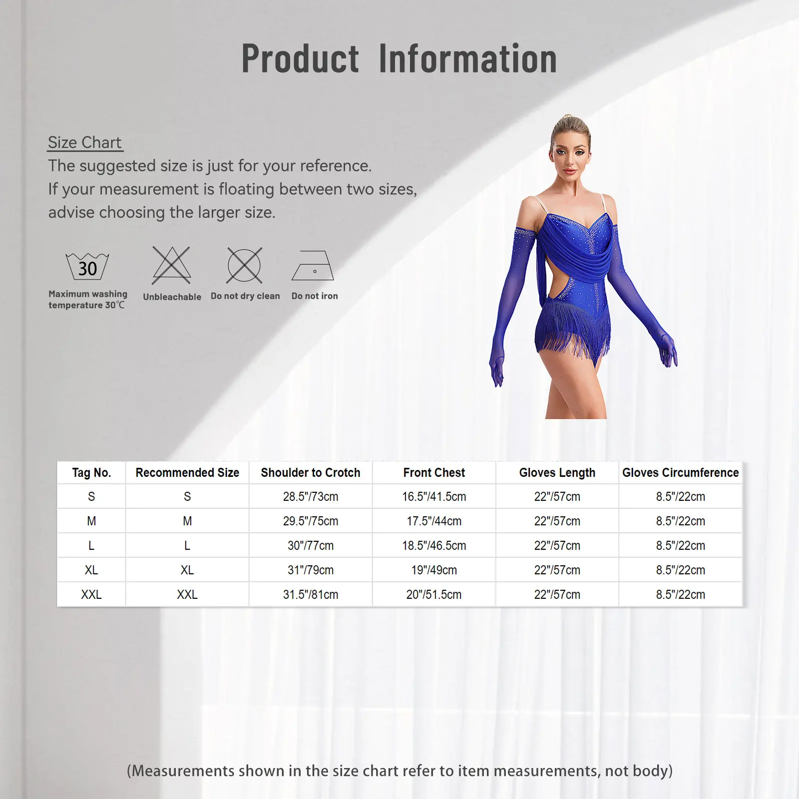 Womens Tassel Latin Leotard Dress Rhinestone Fringed Bodysuit+Gloves Outfits for Tango Salsa Skating Performance