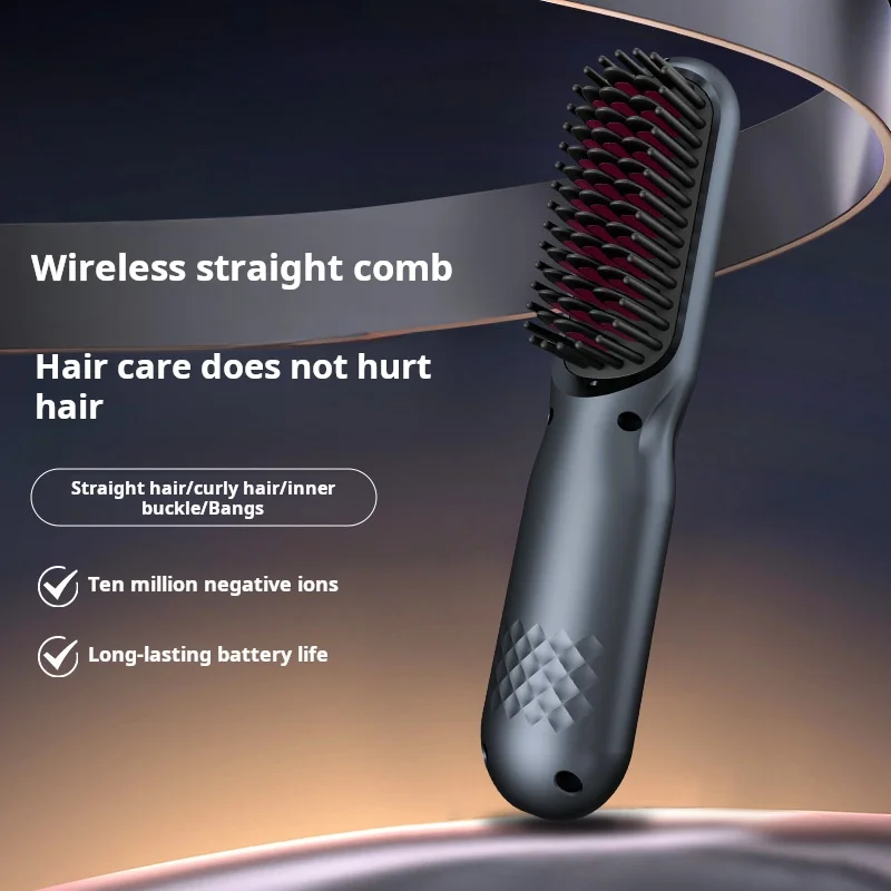 

Portable Mini Electric Comb Wireless Straight Design Anion Technology USB Charging Household Use Does Not Hurt Hair Electric