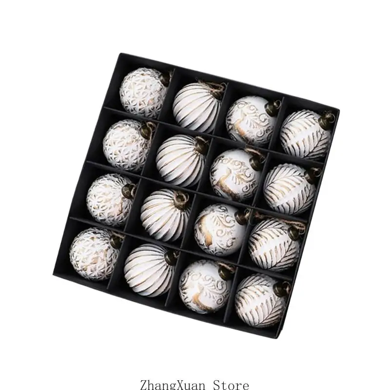 12 Stück antike hängende Kugeln für Baumregal und Kaminsims, Weihnachtsdekoration, 3 x – Detail 10