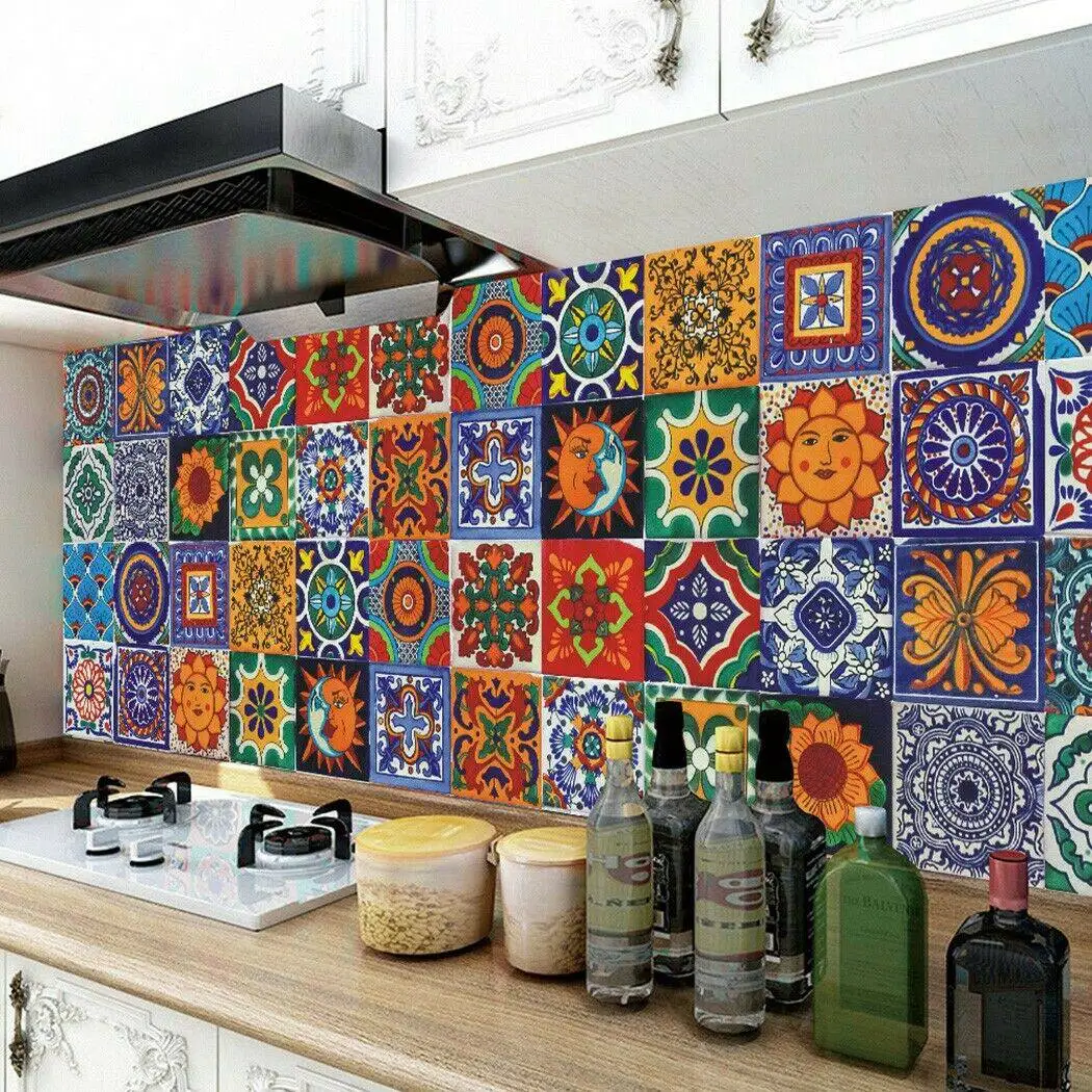 

AD30-24PCS Self Adhesive Mosaic Brick Tile 3D Sticker Kitchen Bathroom Wall Stickers -10x10cm