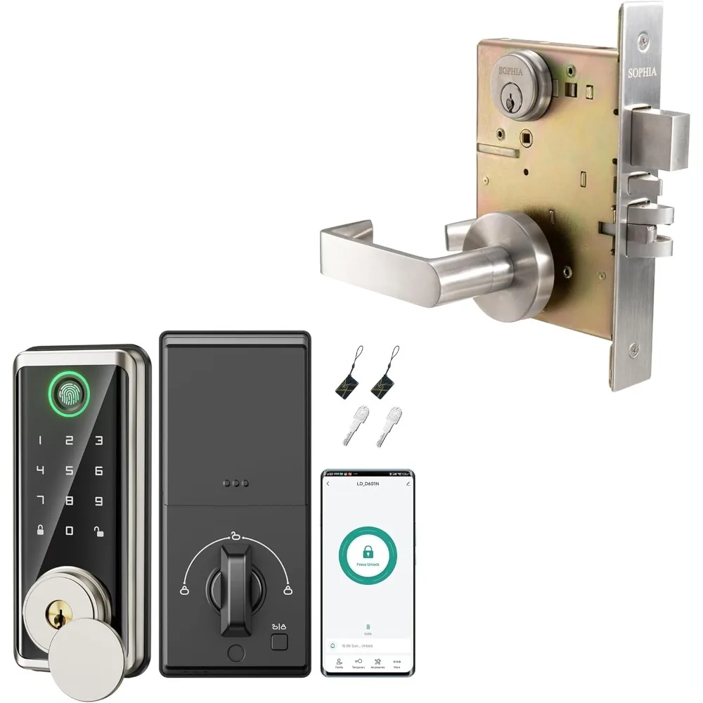 Commercial Entrance Front Door Mortise Lock & Keyless Smart Door Lock with Remote Control