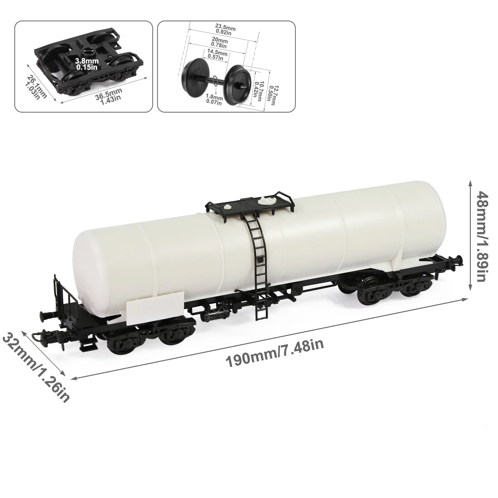 2 Units HO Scale 1:87 Disassembled Tank Wagon Uncolored Undecorated Oil Tank Car C8768JJ