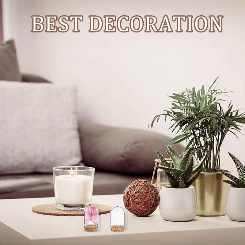 20 Sets Glass Cloche Dome Mini Display Bell Jar with Cork Base 1.43Inch Terrarium Bottles Container Stand Cover Case Clear