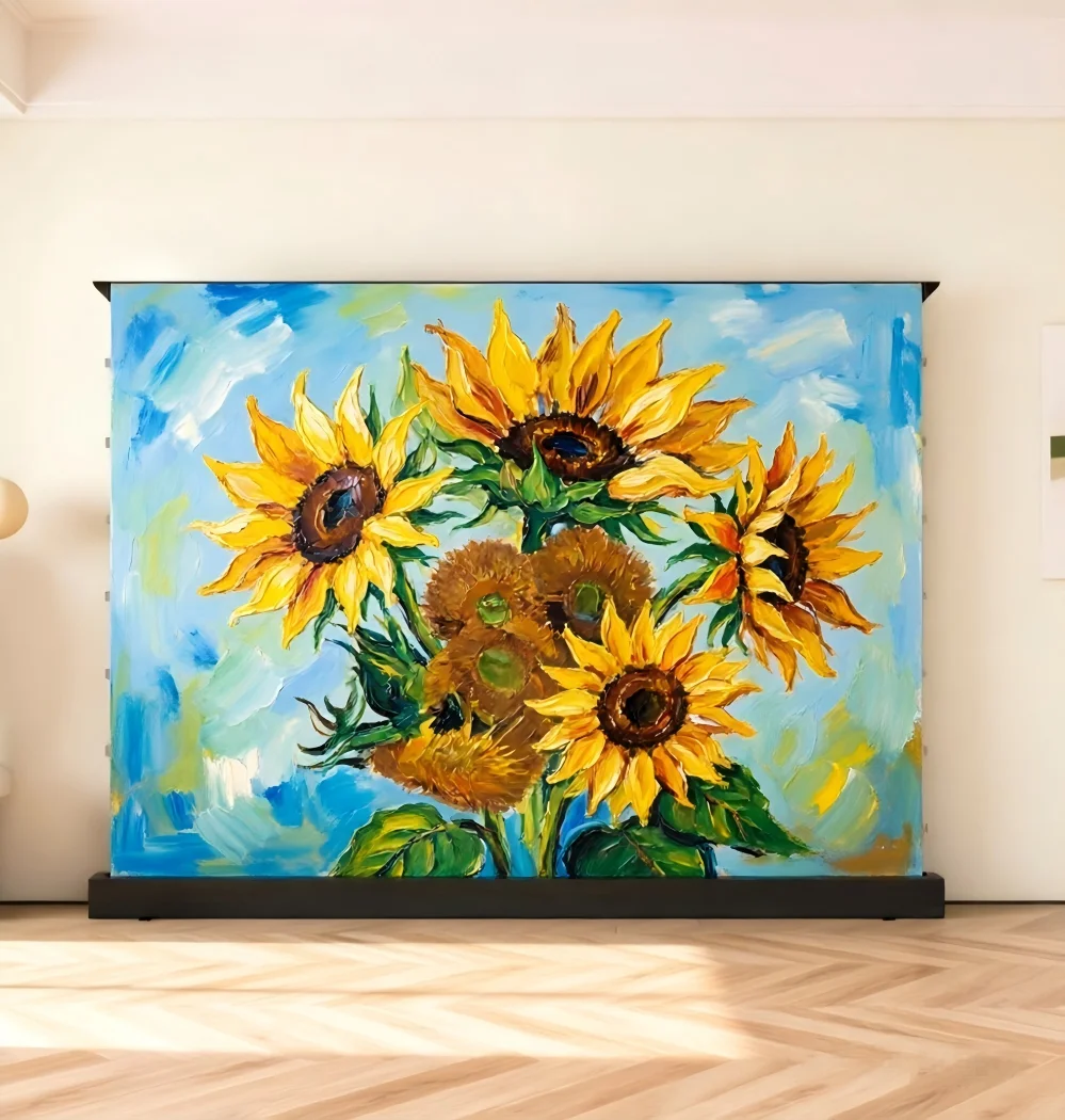 100 Inch 16:9 No Drilling Auto Retractable Floor Screen High Gain Metal Movable Indoor Presentation Projector Screens