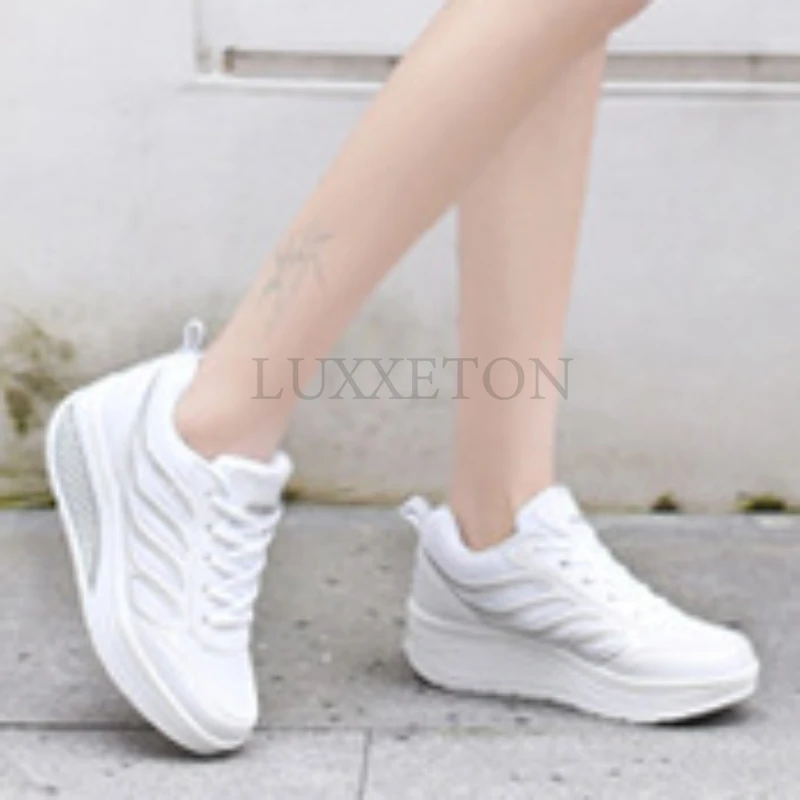 Designer White Platform Sneakers Casual Shoes Women Tenis Feminino Women Wedges Shoes Footwear Basket Femme Trainers Women