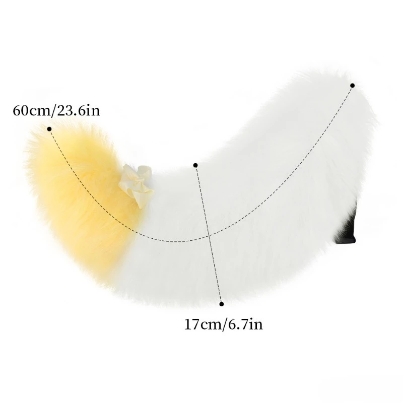 60cm Plush Animal Tail Wolf Fox Cat Tail with Adjustable Belt Cosplay Accessories Role Play Party Props Furry Fluffy Dog Tail