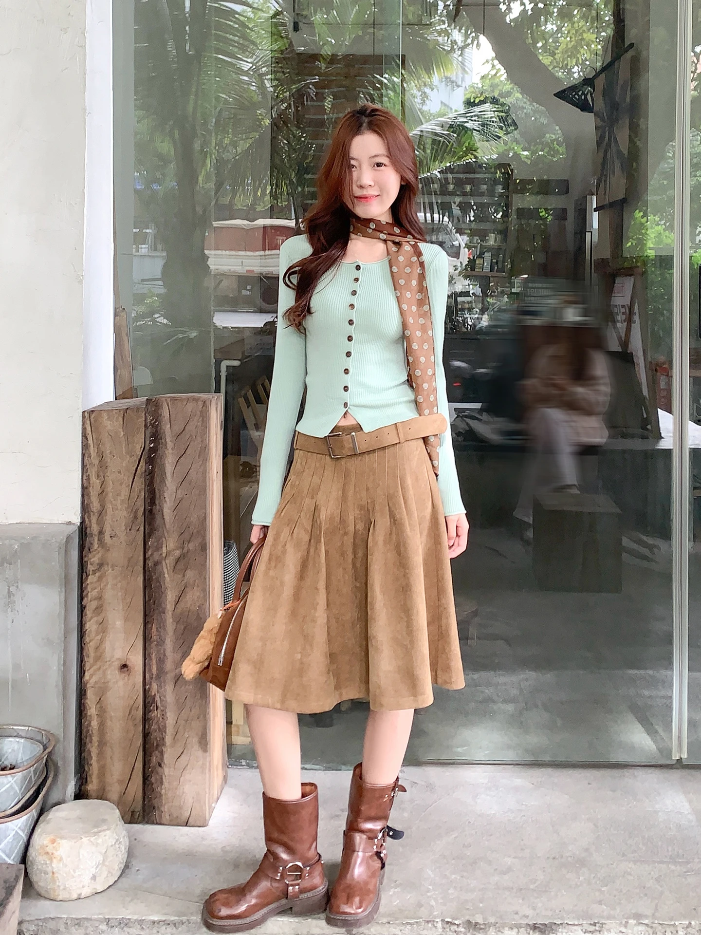 

Zeng Xiao Xian Korean Sle Slim Fit ort Sve Long Knitted Sweater Women's Autumn Winter Mint een Cardigan Top