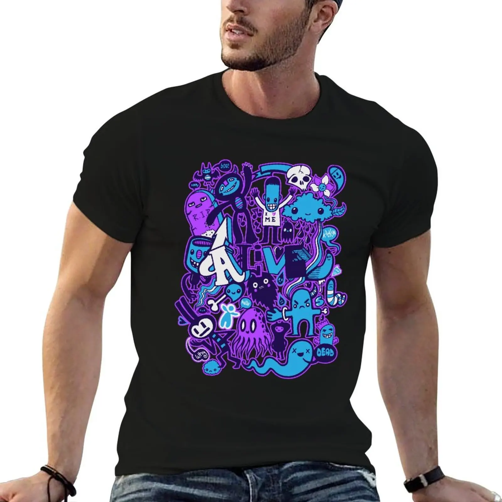 T-shirt à manches courtes pour exercices de gym Alive Doodle
