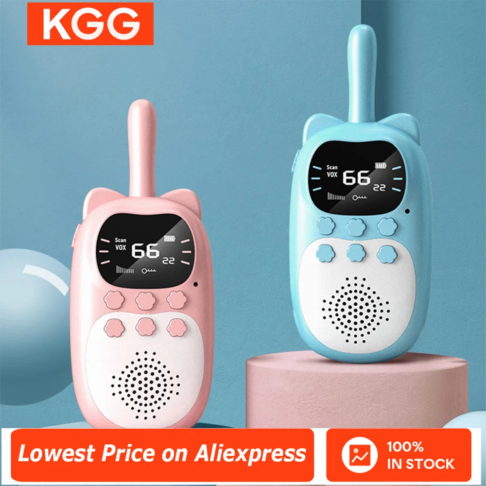 

2PCS Kids Mini Walkie Talkie Toys Handheld 0.5W 3km Radio Transceiver Interphone Rechargeable 1000mAh Children Gifts