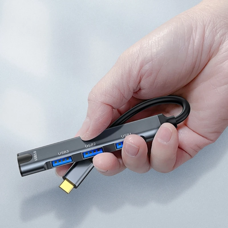 TypeC to USB 2.0 Adapter Hub with 4Ports USB Splitter for Digital Enthusiasts, Supports Fast Speed Data Transfer