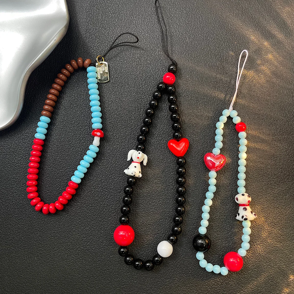 

Ins Mobile Phone Pendant Chain Cute Mobile Phone Chain Bead CCD Blue Hanging Rope Camera Pendant DIY Dog Hanging Chain