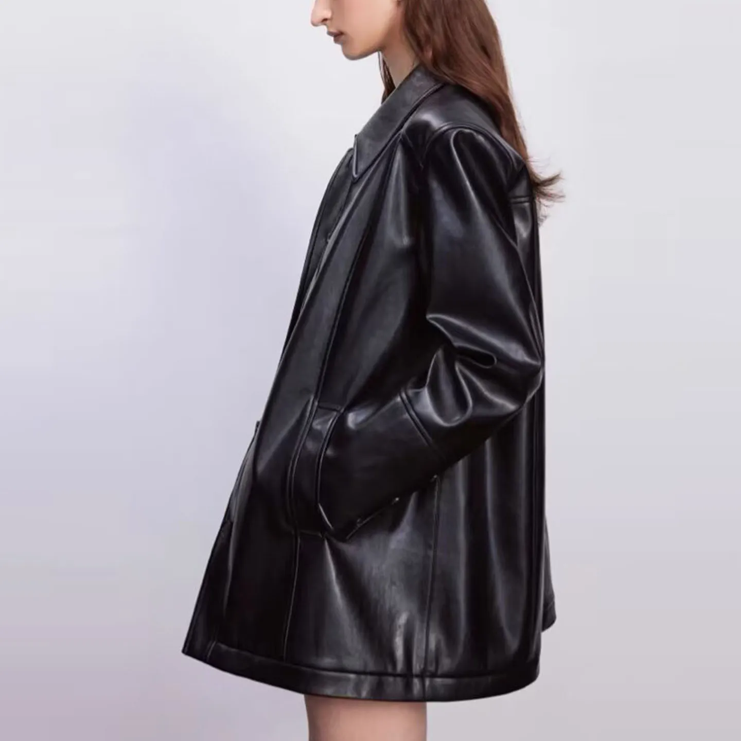 k Sle Pelle Jaet ort irt Colletto Giacca a vento da donna Faion Autunno Nuovo arrivo Z Marca Pendolarismo Vestibilità ampia