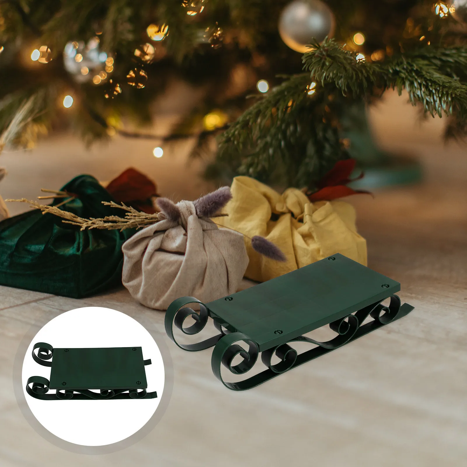 

Mini Sleigh Ornament for Christmas Decor DIY Tree Pendant Desktop Holiday Display Charming Festive Sled Decoration Rustic Indoor