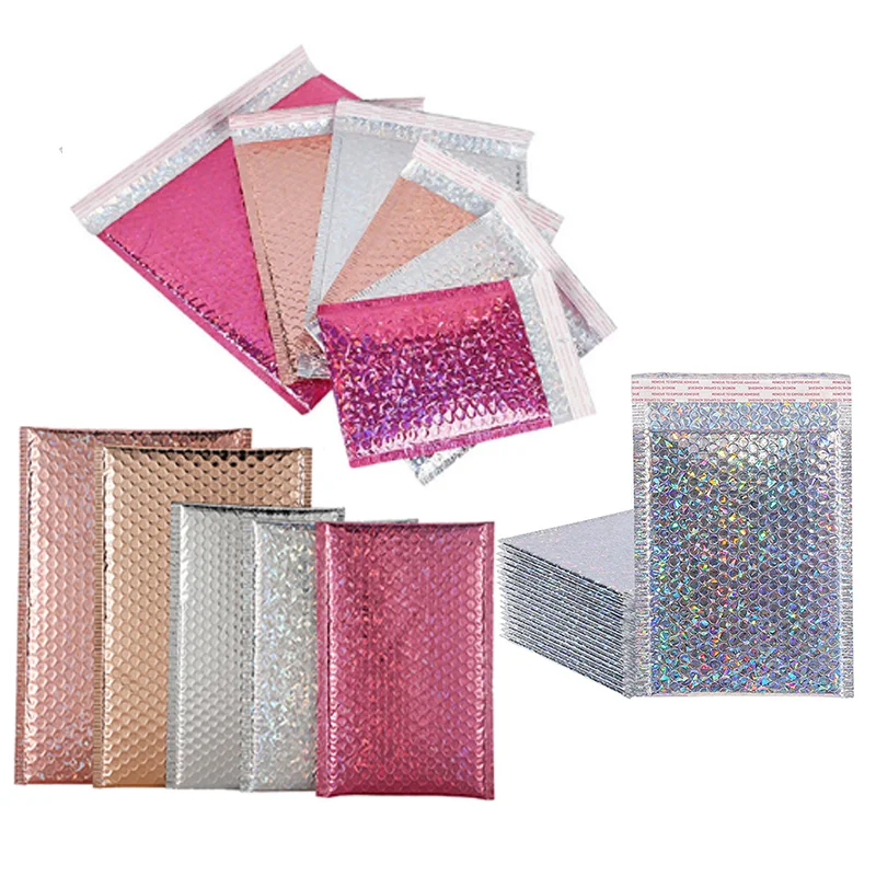 Holografische Wasserdichte Selbstklebende Luftpolsterumschläge Robuste Gepolsterte Versandtaschen in Verschiedenen Größen und Farben für Unternehmen – Detail 1